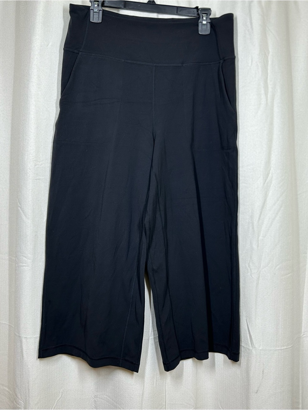 Lululemon Align Black Wide Leg Pants Size 14 High Waist Side Pockets Cropped